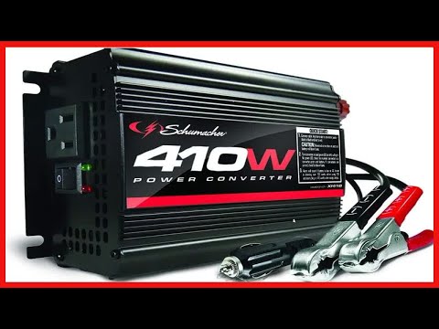 Schumacher Electric XI41B DC to AC Power Inverter with Two AC Outlets and USB Port, 410 Continuous Watt, 820 Peak Watt, 120 Volt AC, 2 Amp USB, Black, 1 Unit